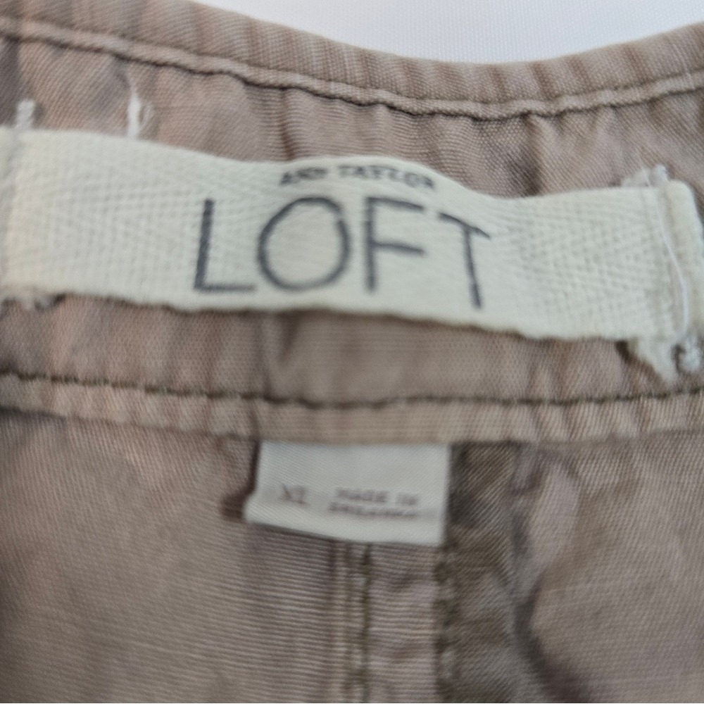 Ann Taylor LOFT Womens XL Tan Khaki Utility Field Jacket Button Front Drawstring - Picture 7 of 10